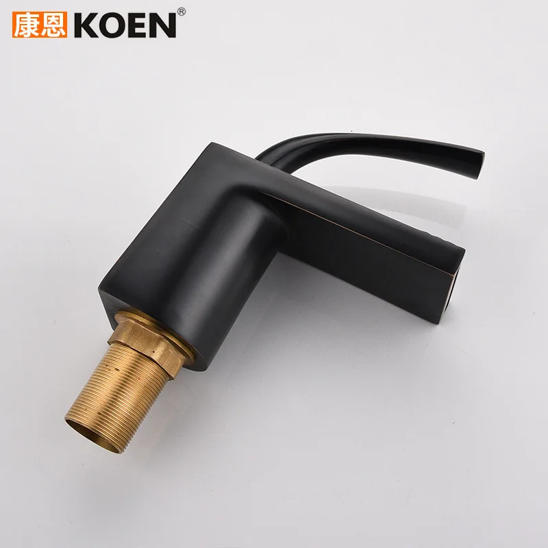 Полностью медный кран для горячей и холодной воды Черный умывальника раковина