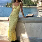 Wsevypo летнее платье на подтяжках с цветами макси-сарафан Holiady пляжная обувь для женщин, без рукавов, на бретельках, завернутый в форме рыбьего хвоста платье, с вырезом на спинке, облегающее Vestido