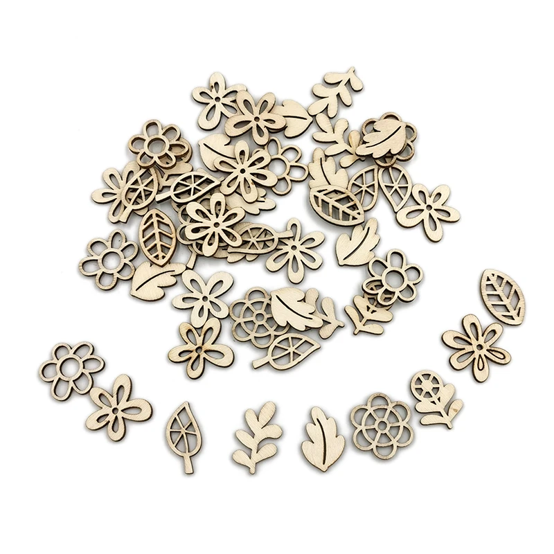 

Необработанные деревянные цветы, весенние деревянные рельефные ремесла для рукоделия, рождественские подвесные украшения, 20 шт.