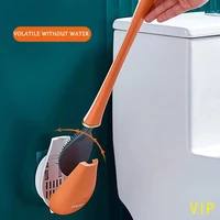 Bathroom Cleaning Brush Set Silicone Brush Head Toilet Brush Wall-Mounted Automatic Opening And Closing Dead Corner Wash