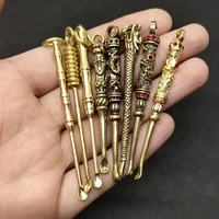 vintage brass mini spoon shovel medicine spoon wax tool ear cleanning tool charm dangles keychainnecklace accessories pendant