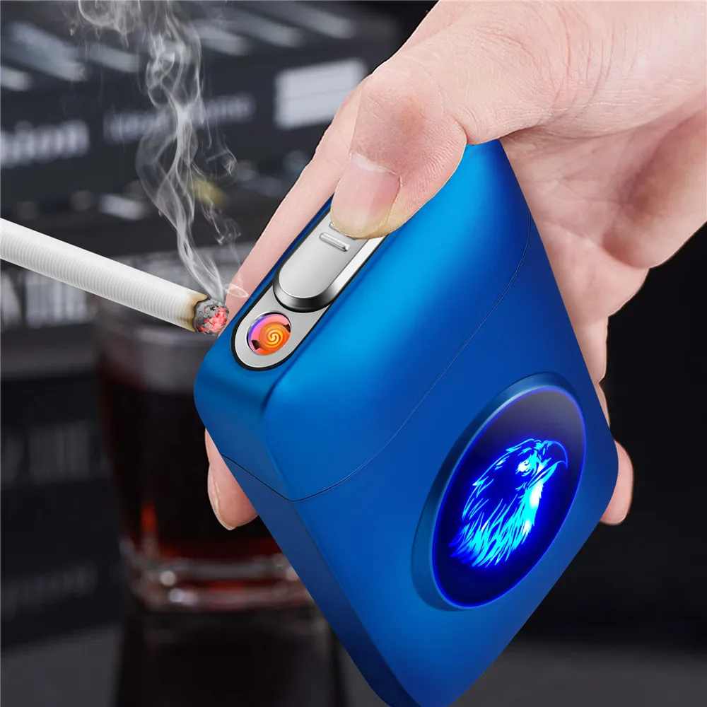 

Metal Cigarette Case With USB Lighter LED Display Charging Windproof Lighter Tobacco Storage Box Smoking Accessories Gadgets