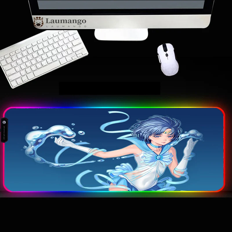 

SailorMoon Anime Mouse pad RGB Seven color luminous mouse mat soft comfortable anime keyboard alfombrilla gaming rgb mouse pad
