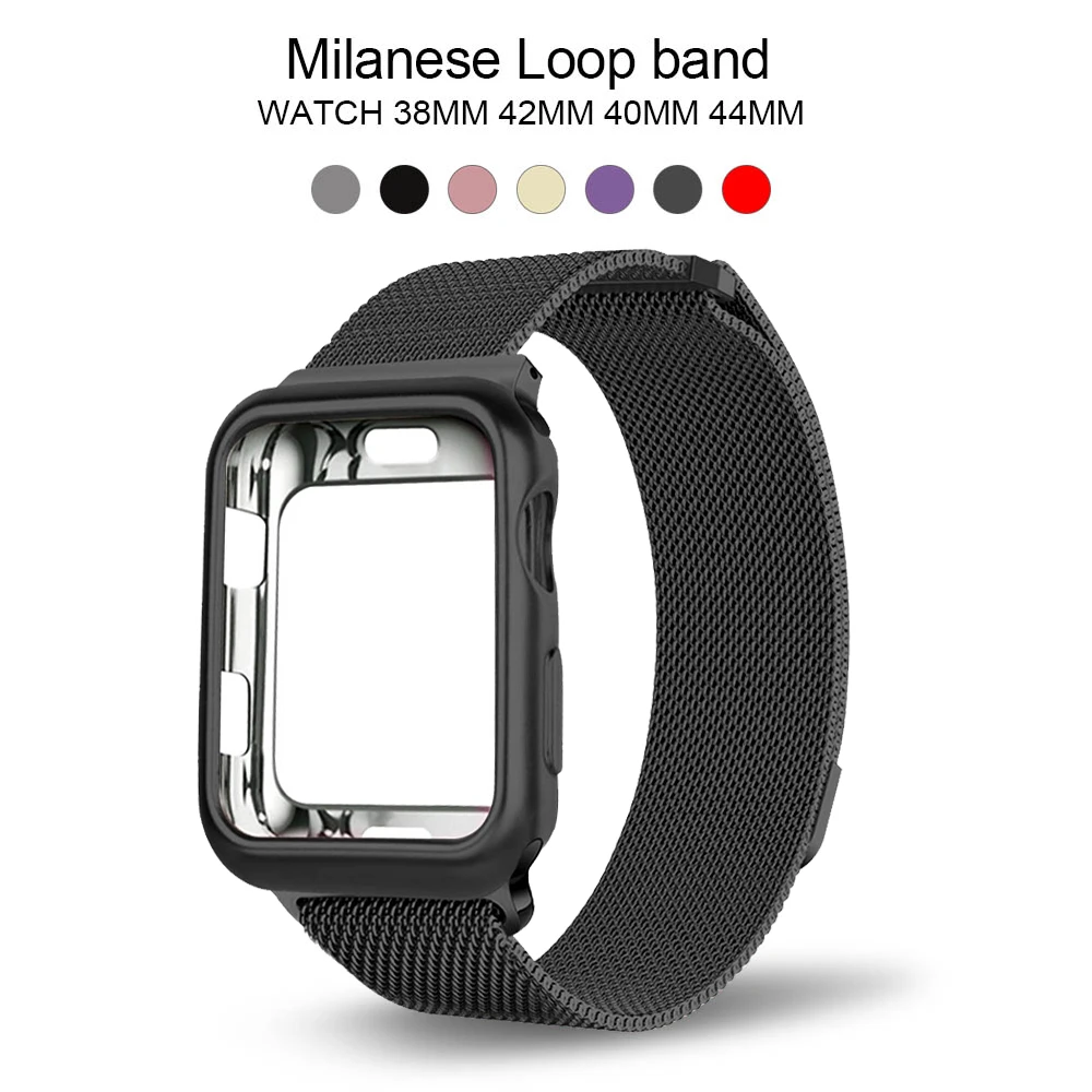 Миланский ремешок+ чехол для 38 мм 42 мм apple iwatch series 3 2 1 ремешок 40 мм 44 мм для apple watch 4 pulseira аксессуары для браслетов