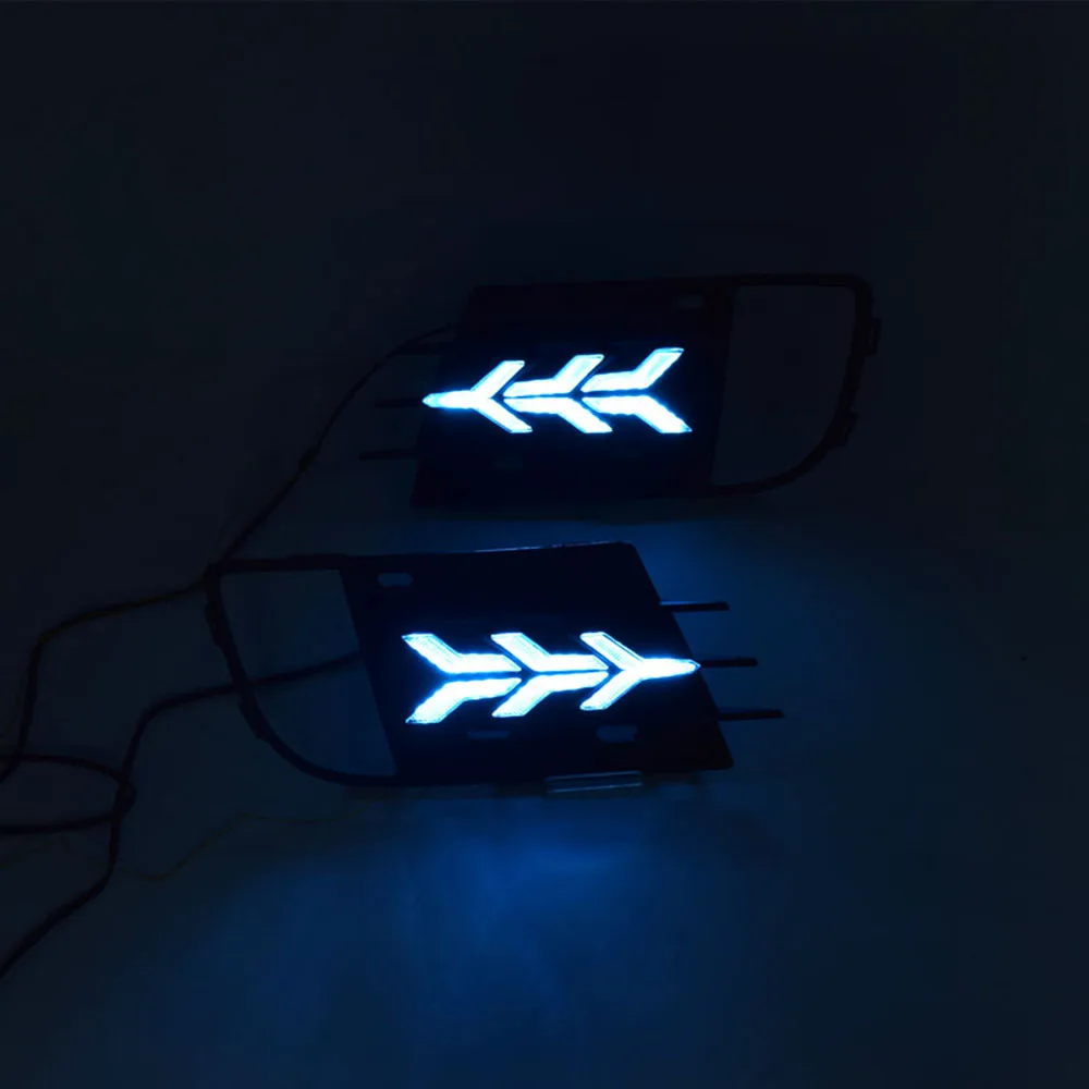 

1 Pair Car Styling Car LED DRL Daytime Running Lights With Turn Signal Yellow 12V Daylights for VW Tigaun 2013 2014 2015 2016