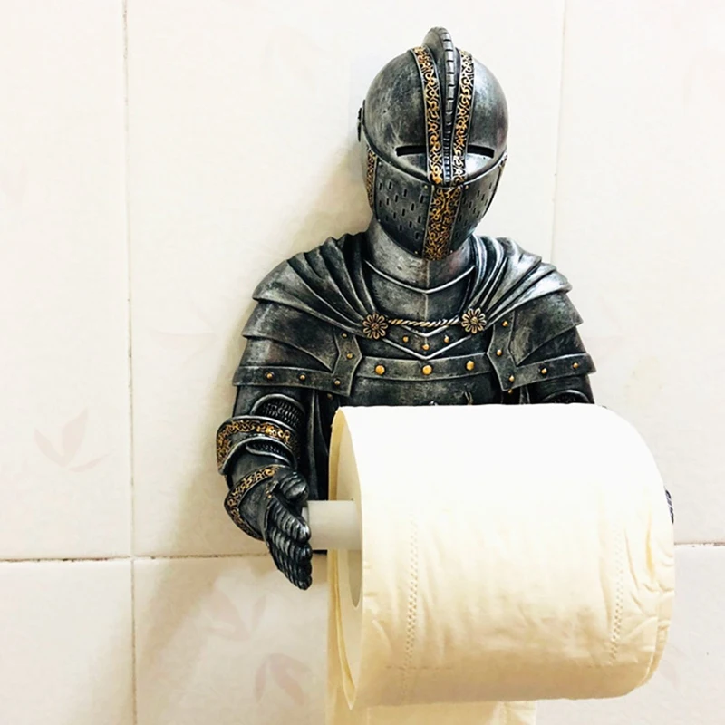 

Toilet Paper Holders Roll Medieval Statue Knight to Remember Gothic Bathroom Decor Paper Towel Holder