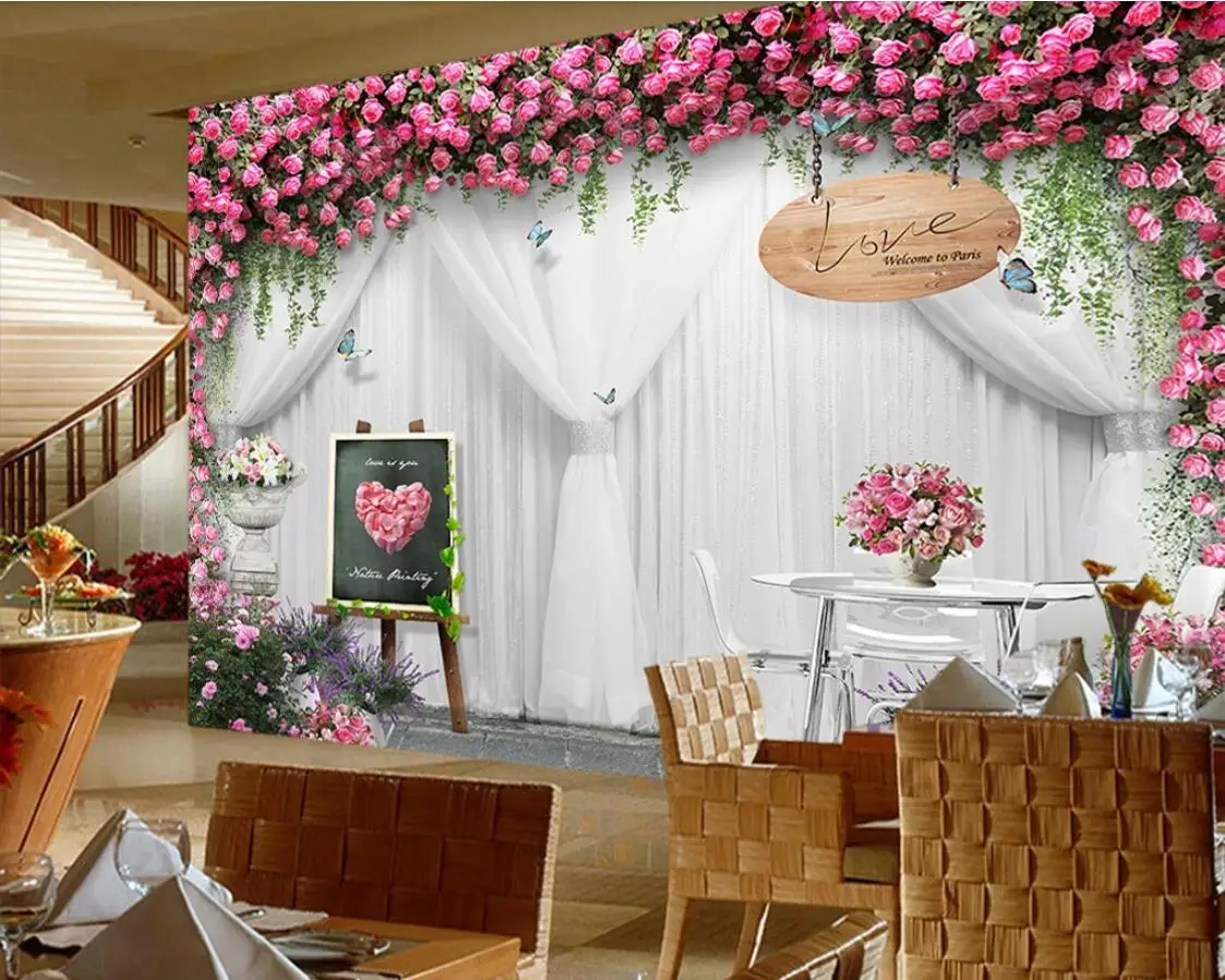 Обои 3d с цветочным рисунком фотообои на свадьбу декор стен фрески цветами 3 D |