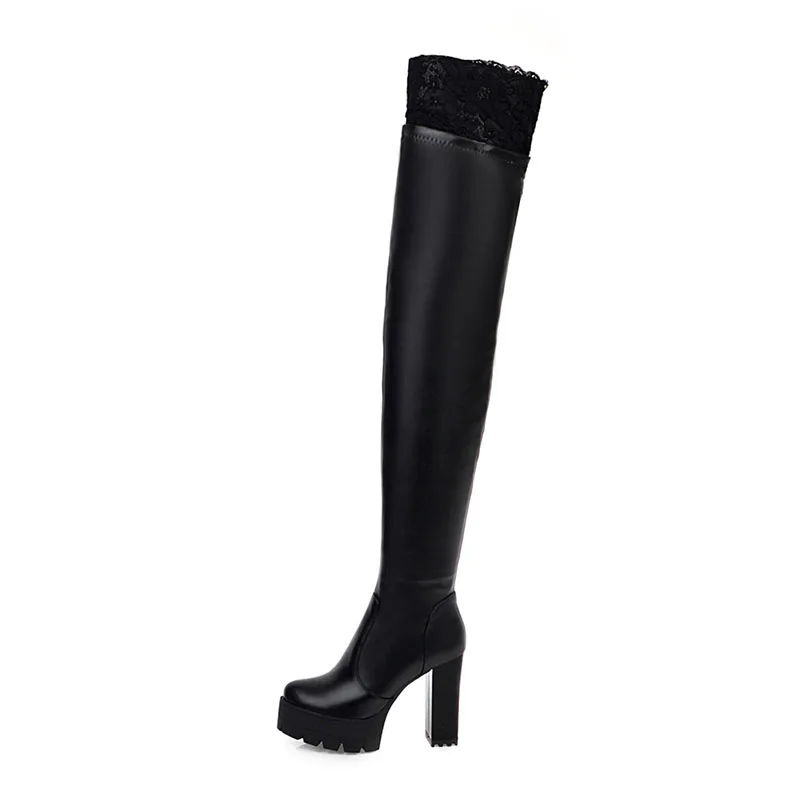 ZALAVOR Size 33-48 Women High Quality Lace Winter Boots Hot Sale Platform Sexy Over The Knee Shoes Woman Footwear | Обувь