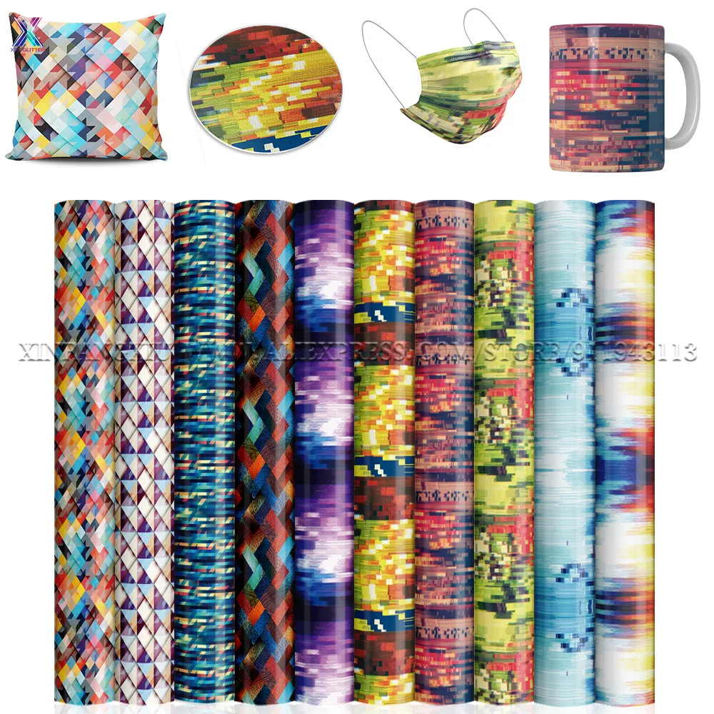 

XFX Infusible Transfer Ink Sheets 10 Pcs 12x12" Colorful Geometry Sublimation Transfer Paper for Cricut Mug Press for T-Shirts