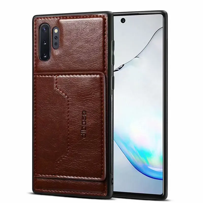 JIATEXIN TPU Bumper Case For Samsung Galaxy Note 10 PU Leather Cover Shell Note10+ Plus Holder With Card Pocket Capa Fundas |