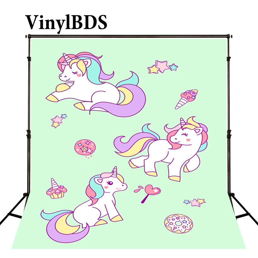 

VinylBDS Unicorn Photography Background Birthday Party Photo Booth Backdrop Photocall Camera Fotografica For kids Fond Studio