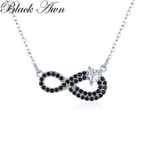 black awn necklace jewelry pendant silver color for women link chain zircon fashion party lucky 8 chian k070