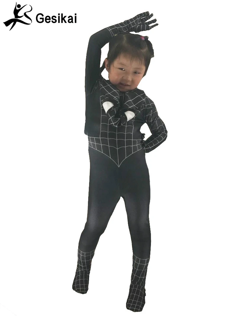 Детский Костюм Для Косплея Человек-Паук Лайкра Спандекс Герой Zentai Высокое