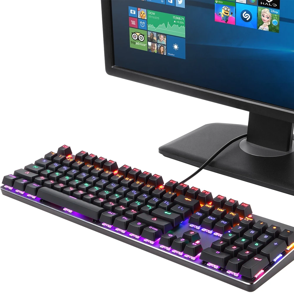 Механическая клавиатура RGB с 104 клавишами русская игровая английский синий