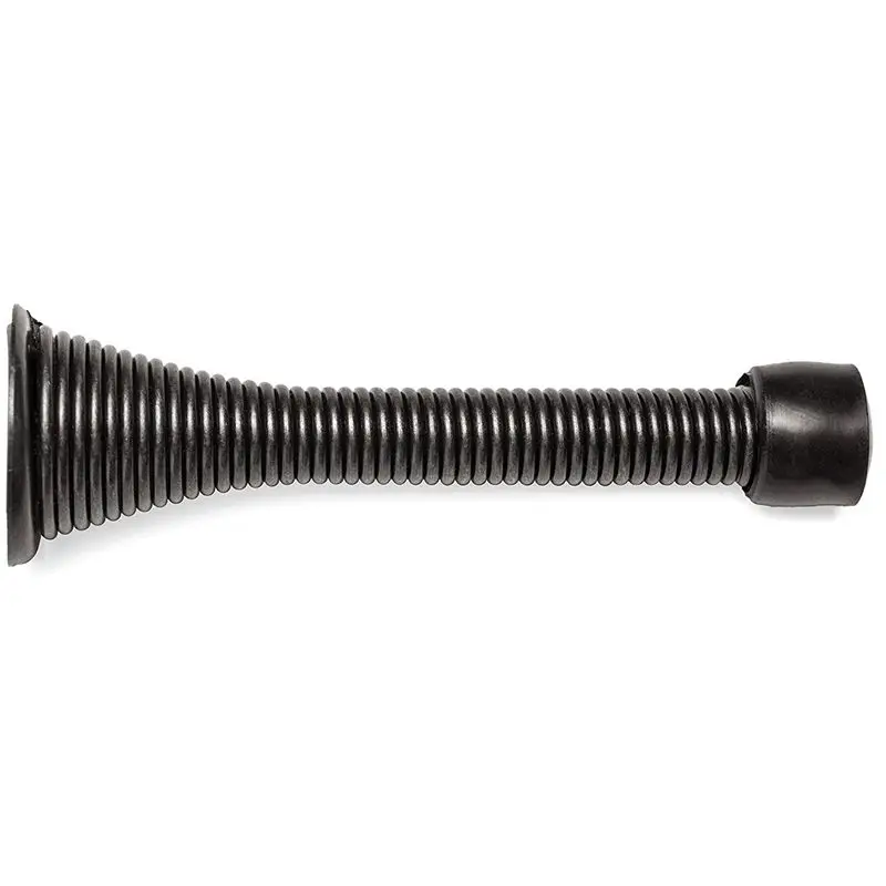 12 Pack Satin Nickel Door Stoppers - 3⅛ inch Flexible Heavy Duty RustProof Screw-In Stainless Steel Spring Stops with White Rubb |