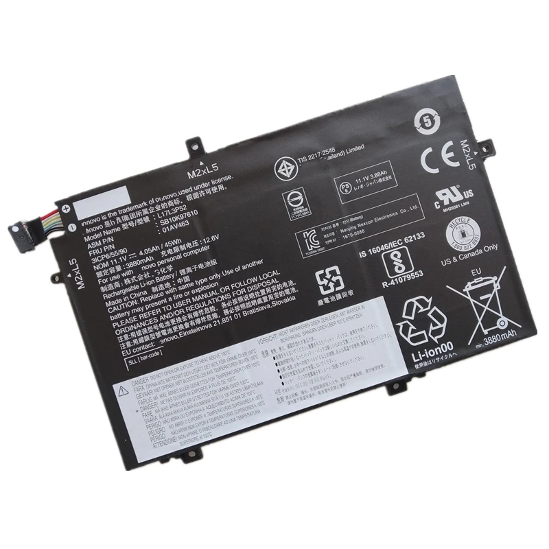 Original 01AV463 01AV464 01AV465 01AV466 L17L3P52 L17M3P53 L17L3P54 SB10K97610 45Wh Laptop Battery For Lenovo ThinkPad L480 L580 Original 01AV463 01AV464 01AV465 01AV466 L17L3P52 L17M3P53 L17L3P54 SB10K97610 45Wh Laptop Battery For Lenovo ThinkPad L480 L580