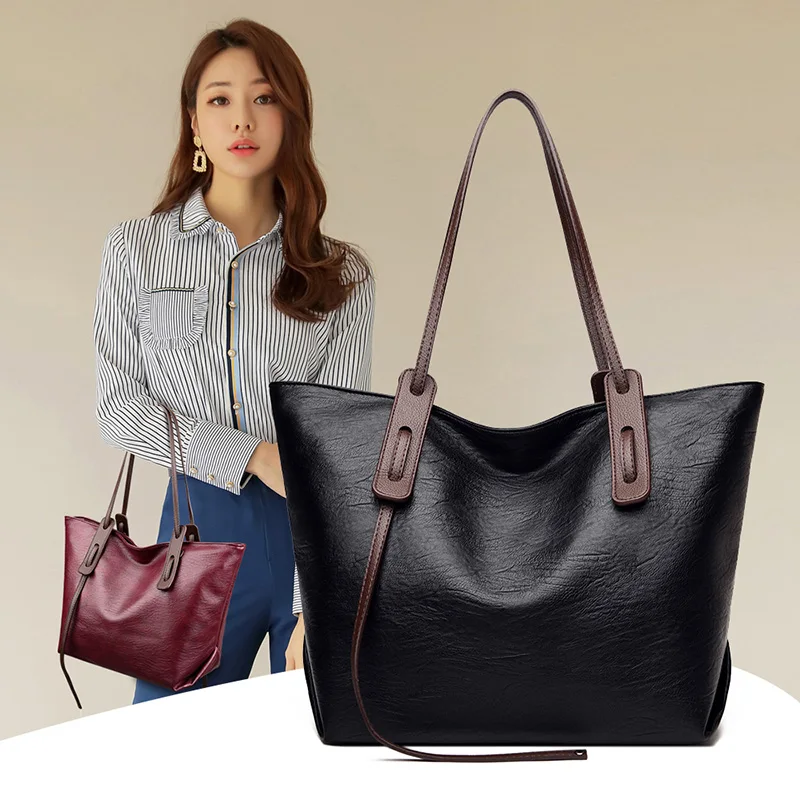

YILIAN Soft leather single-shoulder bag female 2021 new trend commuter tote bag large capacity fashion joker shopping bag