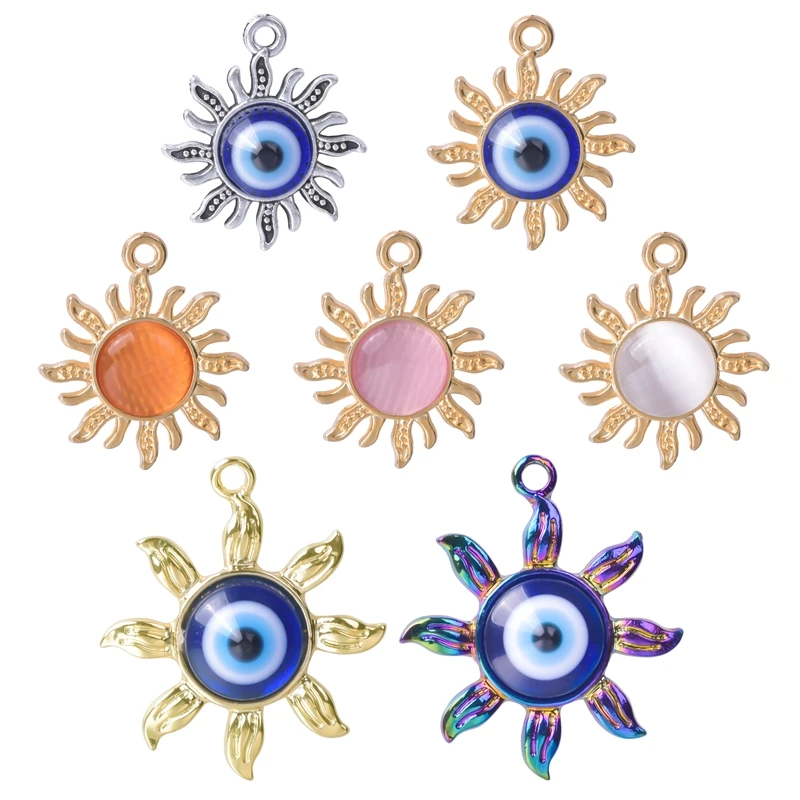 Винтажные подвески в виде солнца с опалом из сплава 20 шт./лот бусинами от сглаза