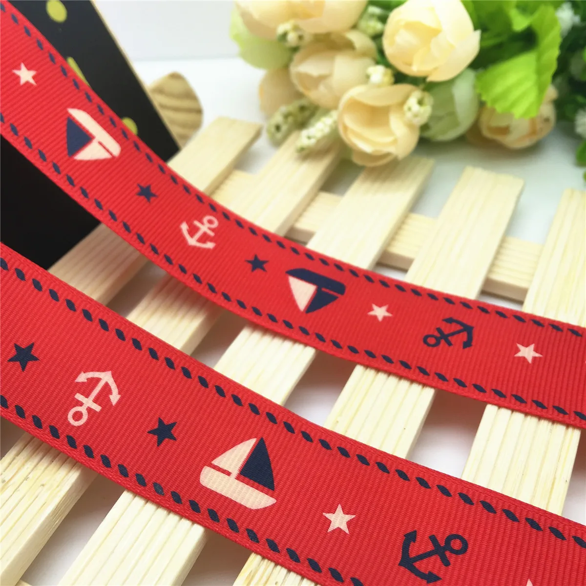 Новый DIY 5 ярдов 1 ✥ мм Парусная печатная корсажная лента для волос бант шитья |
