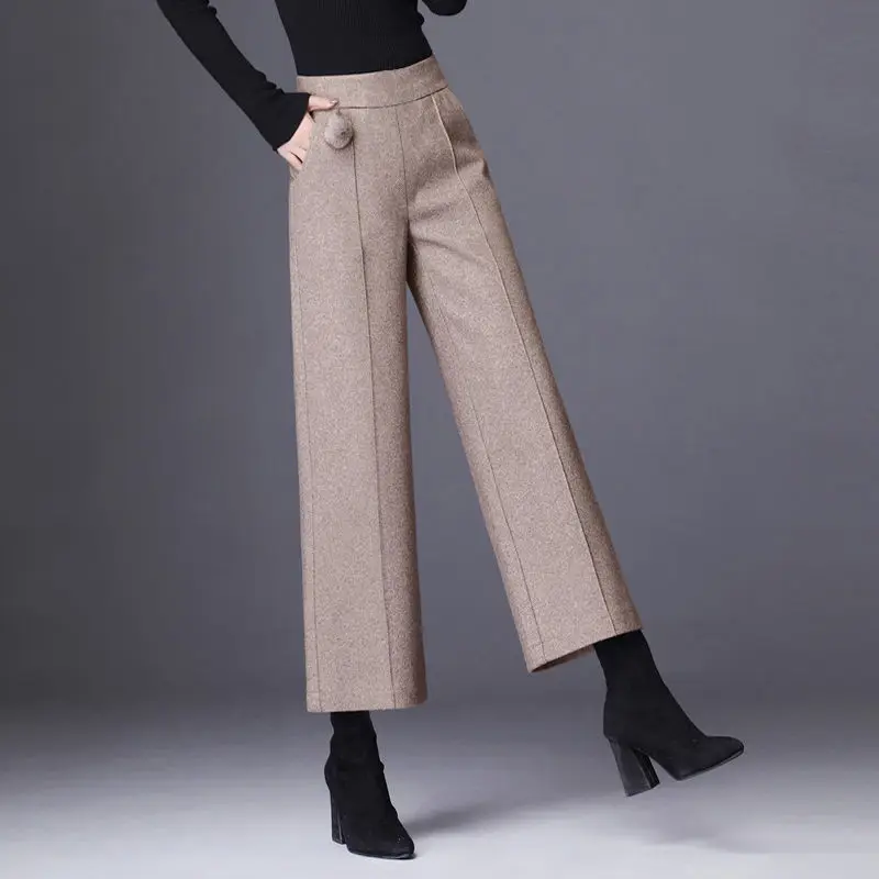 

Wide Leg Pants Autumn Winter Women Thick Pant High Waist Ankle-length Pants Female Loose Casual Trousers Plus Size 4XL X665