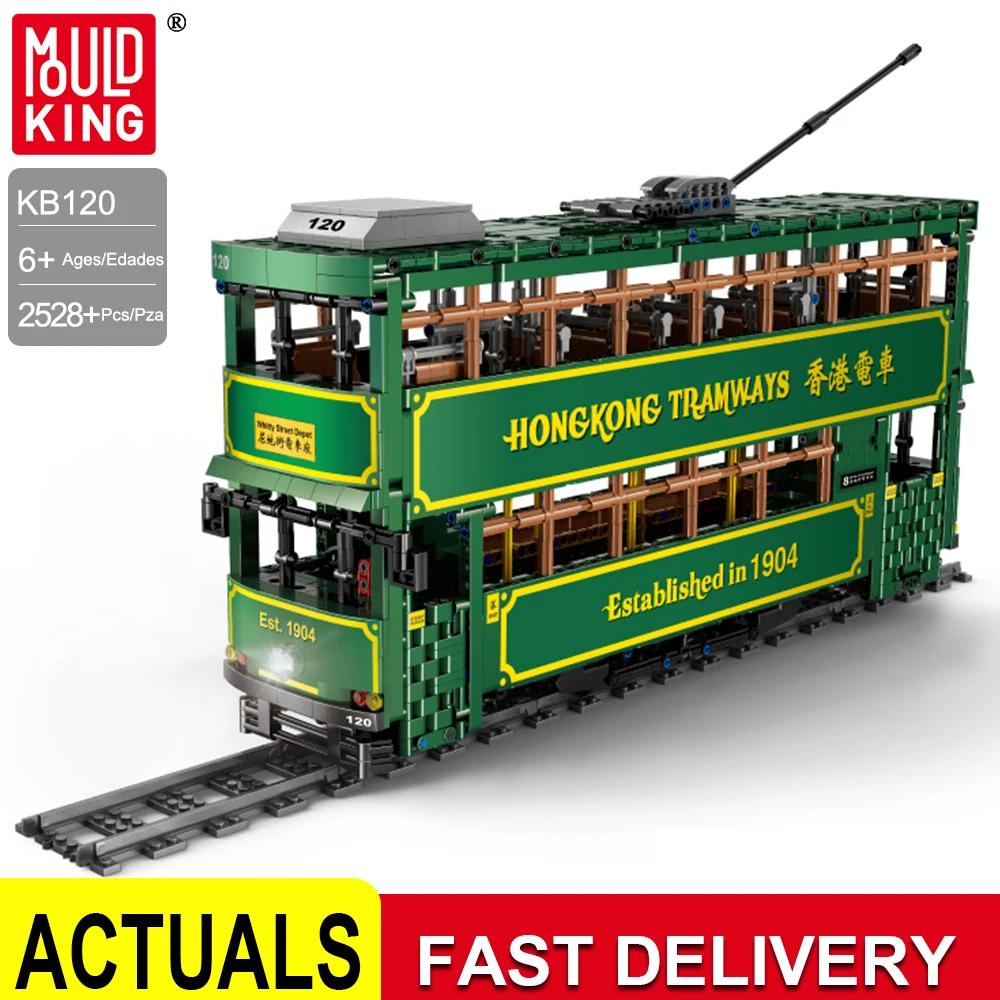 

Mould King Kb120 Double Decker Bus Blocks Streetcar Toy Block Brick Tram With Railways Hong Kong Model Kids Toys Birthday Gift