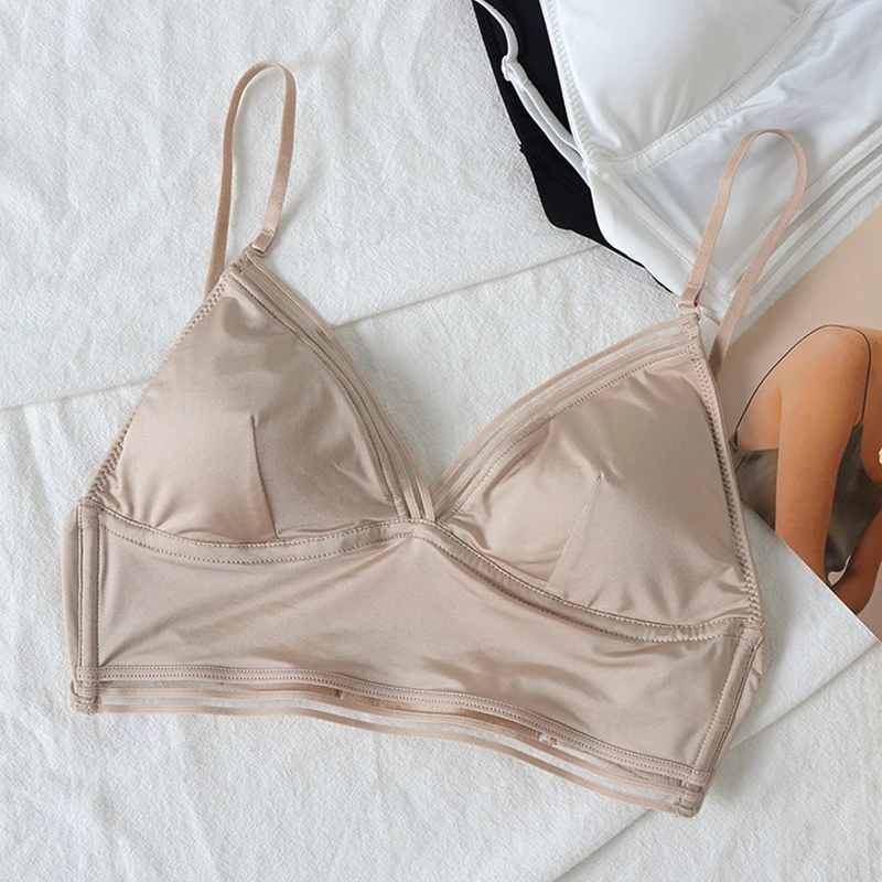 Новинка 2020 гладкий бюстгальтер из ледяного шелка с большой открытой спиной