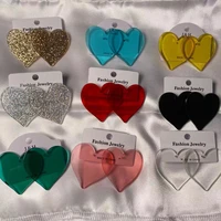 new ins acrylic love multicolored heart earring simple handmade colorful heart stud earrings for women girls fashion jewelry