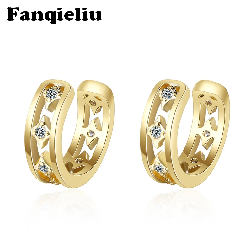 

Fanqieliu Plating 18K Gold Earrings 5A Zircon Clips Earring For Women 925 Sterling Silver Earrings Girl Birthday Gift FQL20240