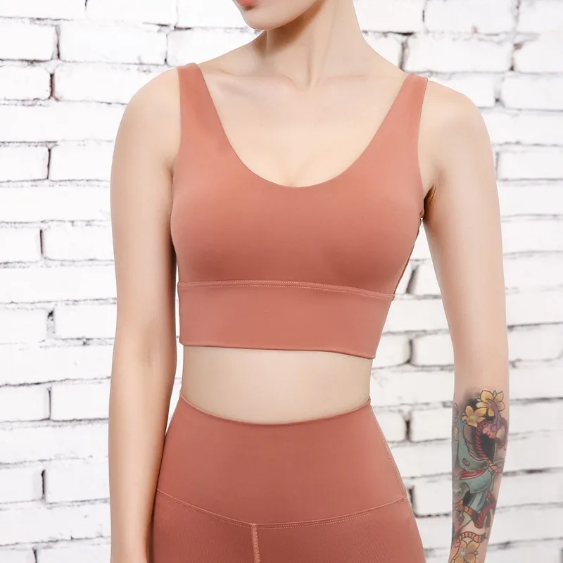 

Gather Shockproof Deep V Beautiful Back Yoga Bra Female Running Fitnesssports Bras for Women High Stretch Naked-feel Jogging
