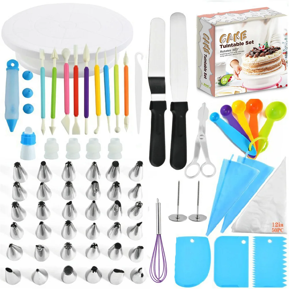 

119 pcs/set Piping Nozzles Tips/Cake Turntable/Pastry Bag Cake Decorating Tools Diy Craft Kitchen Tool Cake Mold Bakeware