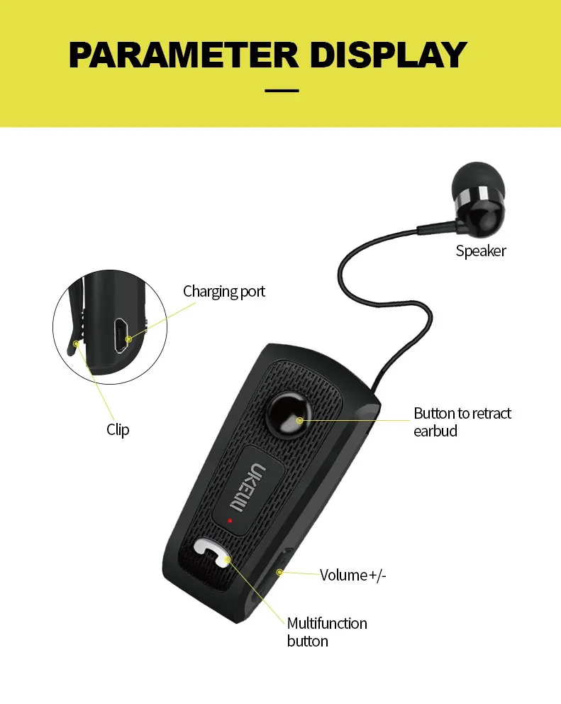 FINEBLUENew UK-E20 Портативный бизнес беспроводной Bluetooth гарнитура Телескопический Тип наушники с микрофоном гарнитура вызов вибрации