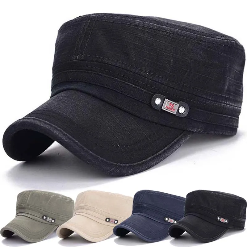 

Classic Cotton Military Hats for Men Women Flat Top Caps Adjustable Army Caps Outdoor Baseball Cap Autumn Winter Trucker Dad Hat