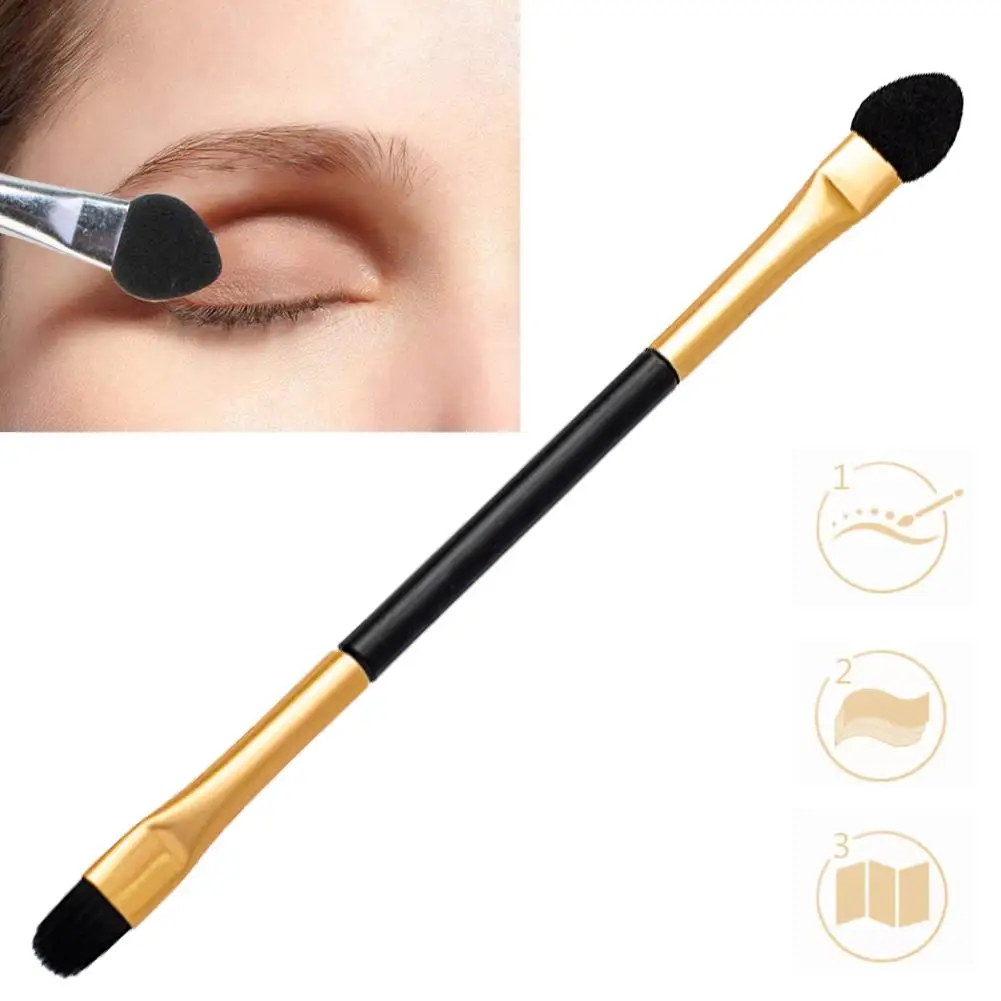 Двухсторонняя кисть с короткими ручками для теней мягкий макияж волос