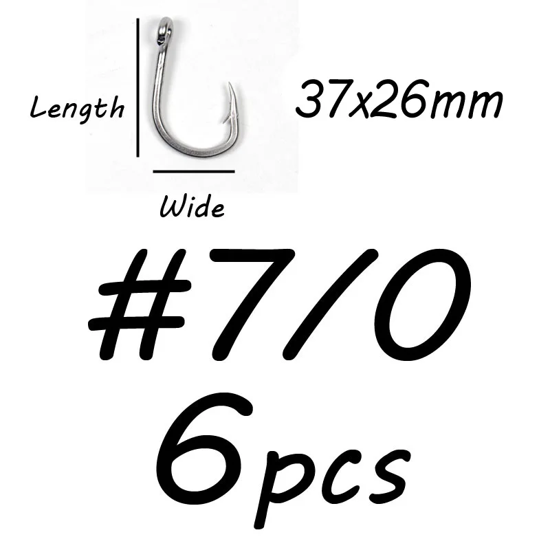 Size 7l0 6pcs Толстый провод из нержавеющей стали крючок для морской рыбалки Троллинг рыболовный крючок 4/0 5/0 6/0 7/0 8/0 9/0 10/0 Морские Рыболовные Снасти Терминал - Цвет: Size 7l0 6pcs