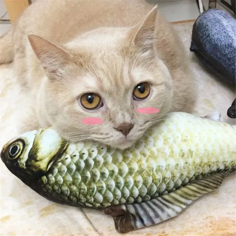 1 шт. творческая кошка котенок жевательные игрушки кошки Котенок Мягкая Игрушка Рыба интерактивные