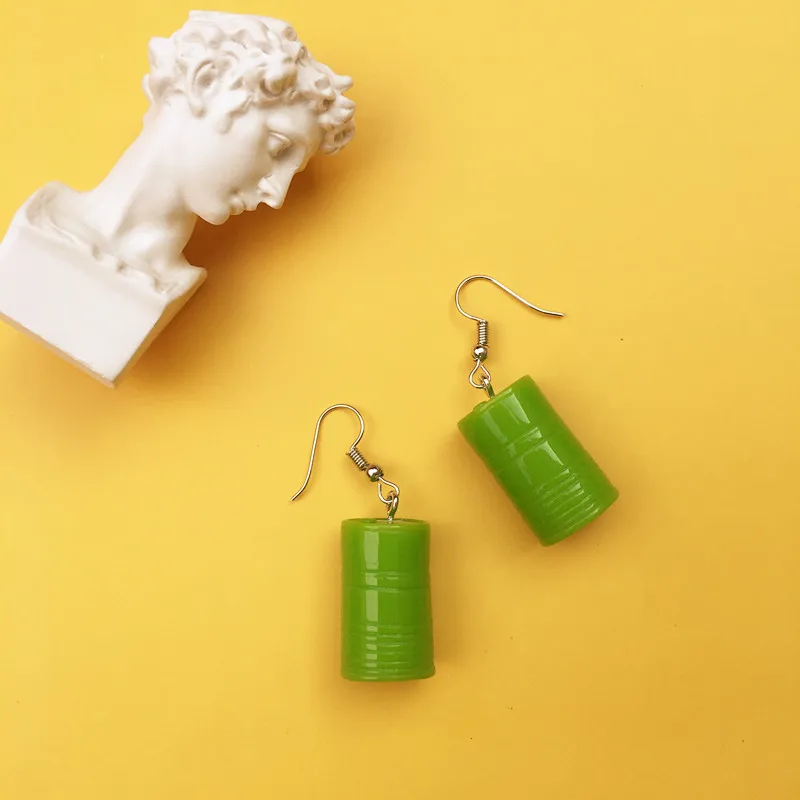

2021 trend earrings for woman Funny oil barrel exaggeration resin cute fun Earrings fashion korean earrings Pendants girl gift