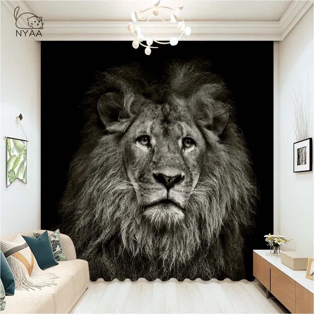 

Painting Animal Tiger Curtains For Living Room lion Kitchen Curtains Bedroom Decoration Curtain For Children Micro Shading