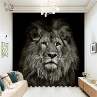 painting animal tiger curtains for living room lion kitchen curtains bedroom decoration curtain for children micro shading