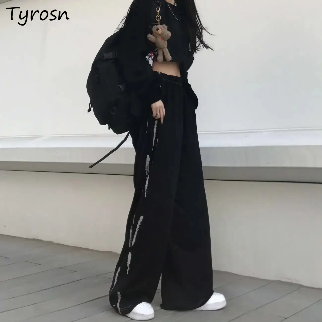 

Женские прямые повседневные брюки BF Harajuku с высокой талией, свободные универсальные винтажные студенческие уличные брюки в стиле хип-хоп дл...