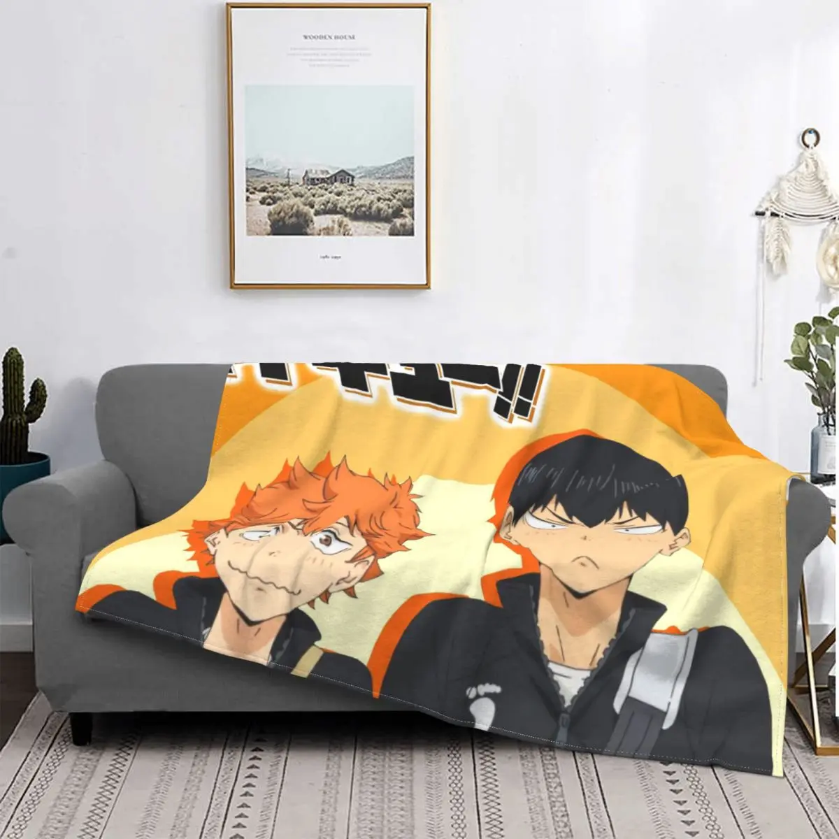 

Haikyuu-Manta de cómics deportivos Shoyo Hinata, franela, primavera y otoño, fruncida y cálida, ropa de cama para invierno