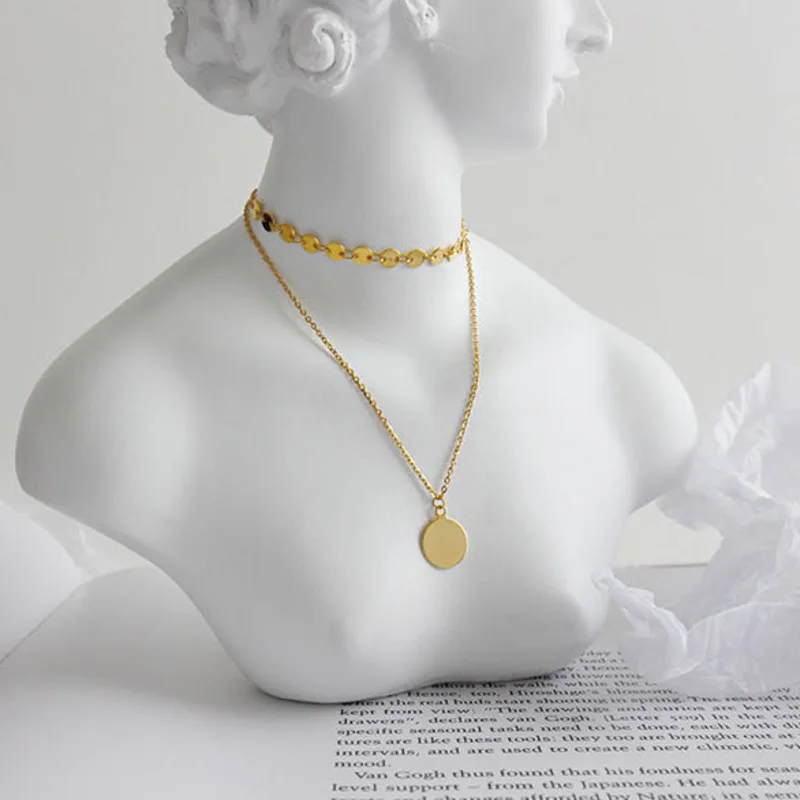 Круглый Кулон из стерлингового серебра 925 пробы ожерелье для женщин корейское