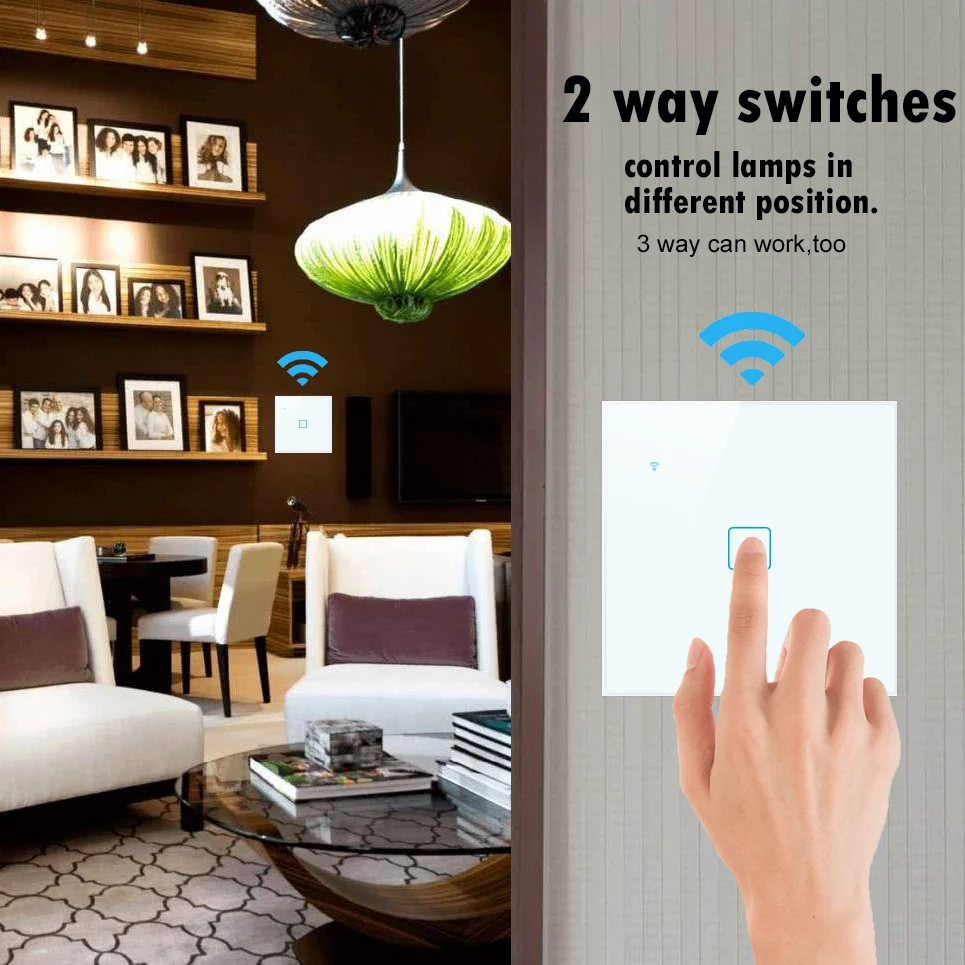 Tuya EU/UK Wi-Fi настенный выключатель Беспроводной Смарт RF433 дистанционного