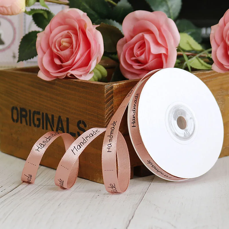 Шелковые атласные ленты с буквенным принтом 1 см 2 м/лот для упаковки подарков на