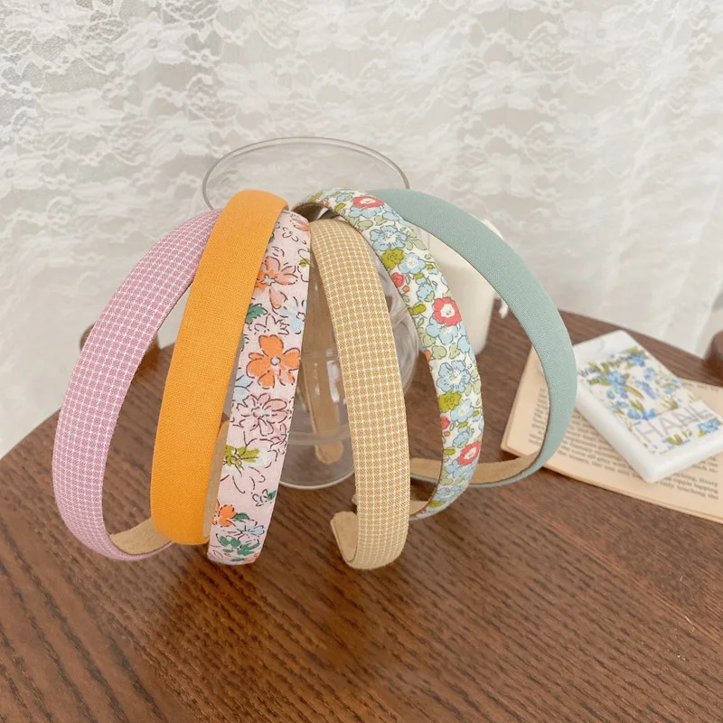 

1pc/3pcs Sweet Summer Floral Thin Headbands Vintage Korean Plaids Girls HairbandsFashion Head Wrap Tiara Hair Accessories