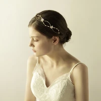 o823 luxury wedding bridal headpiece 2 chain crystal rhinestone flower marriage bride handmade pageant headband with ribbon