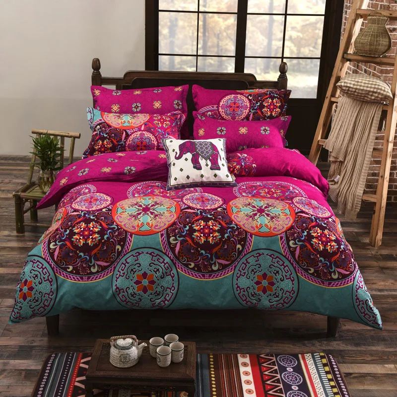 

Nationality style 4PCs duvet cover+sheet+pillowcase home decor bohemian bedding bedroom set queen comforter bedding sets