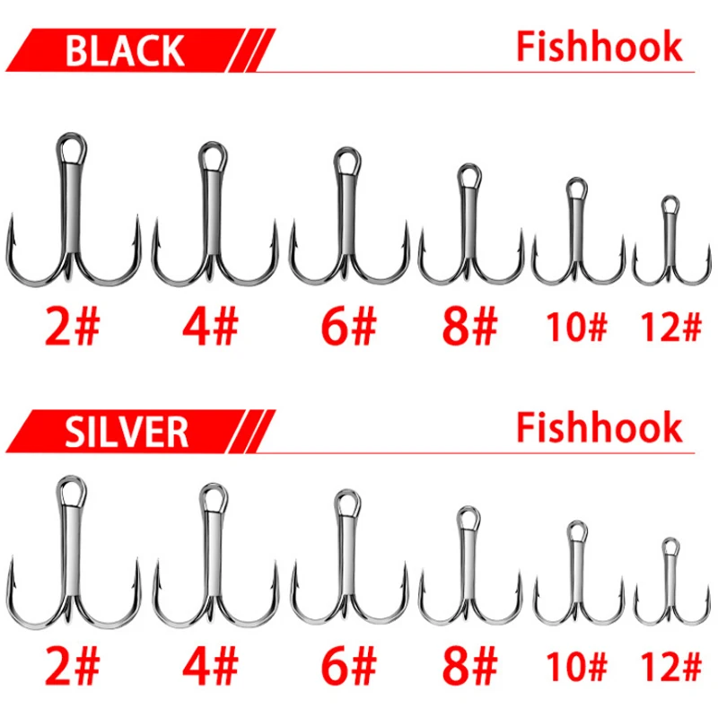 

50pcs/Box High Carbon Steel Fishing Hooks Treble Hook Offset Hooks for Carp Fishing Pesca Overturned Hooks Fishing Tackle