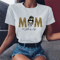 2022 summer womens t shirt fashion leopard print skull mom life t shirt ladies short sleeve o neck basic print tshirt hot sale