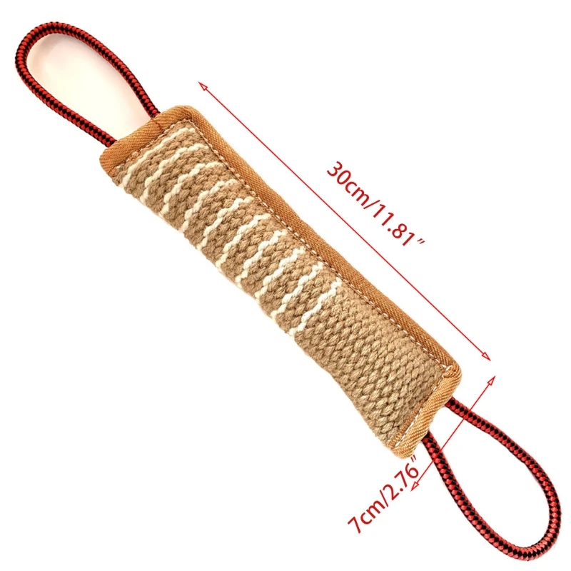 

Dog Tug Bite Pillow Toy with 2 Handles Puppy Strong Hemp Chew Training Interactive Play Toys