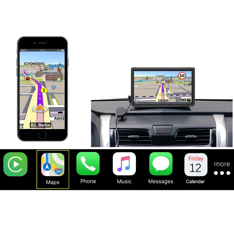 7 Inch Touch Screen HD1080 Stereo Linux Car Portable Wireless Apple CarPlay rearview mirror camera Bluetooth 5.0 Navigation |